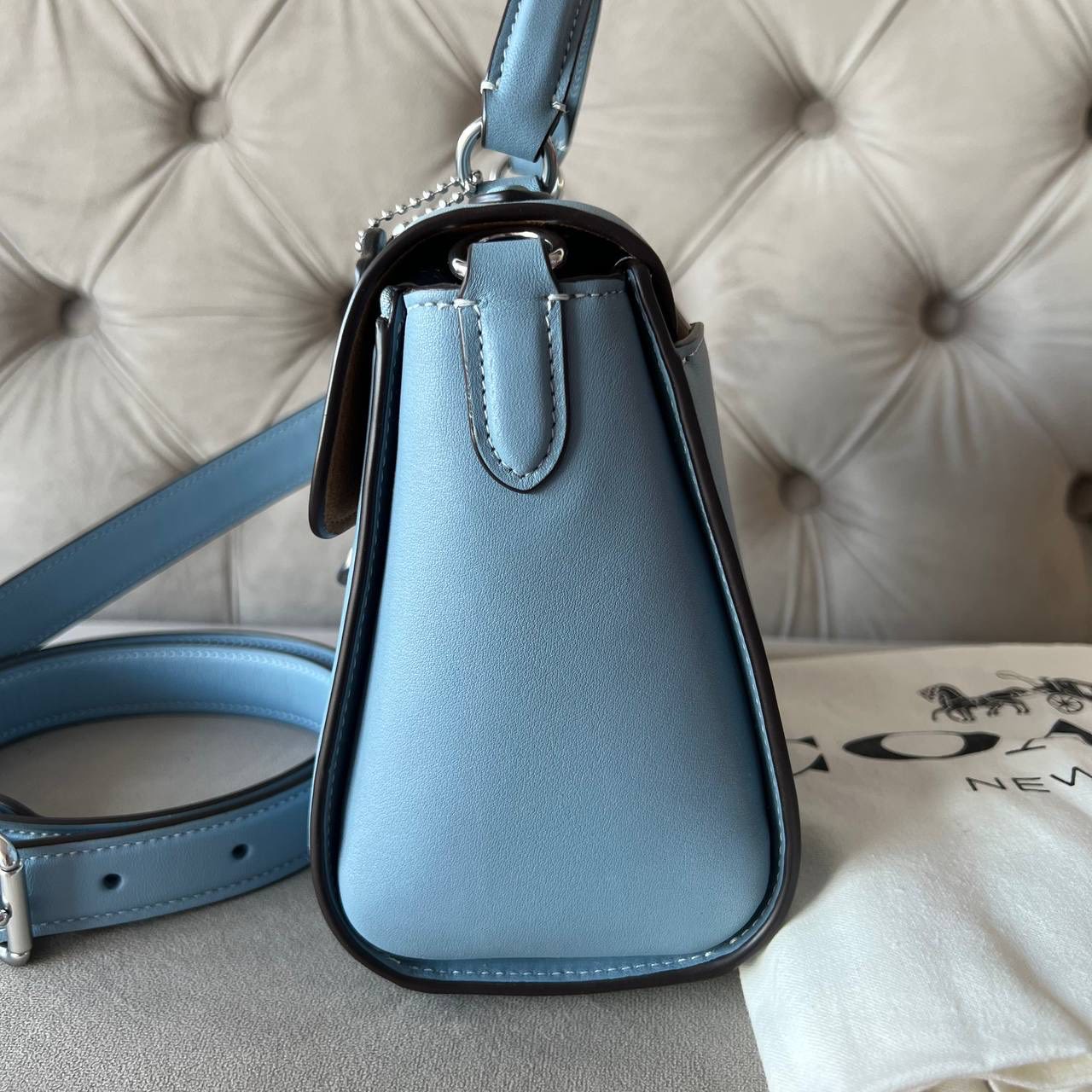 COACH MORGAN TOP HANDLE BAG | SIGNATURE CHAMBRAY MULTICOLOR (SKY BLUE)