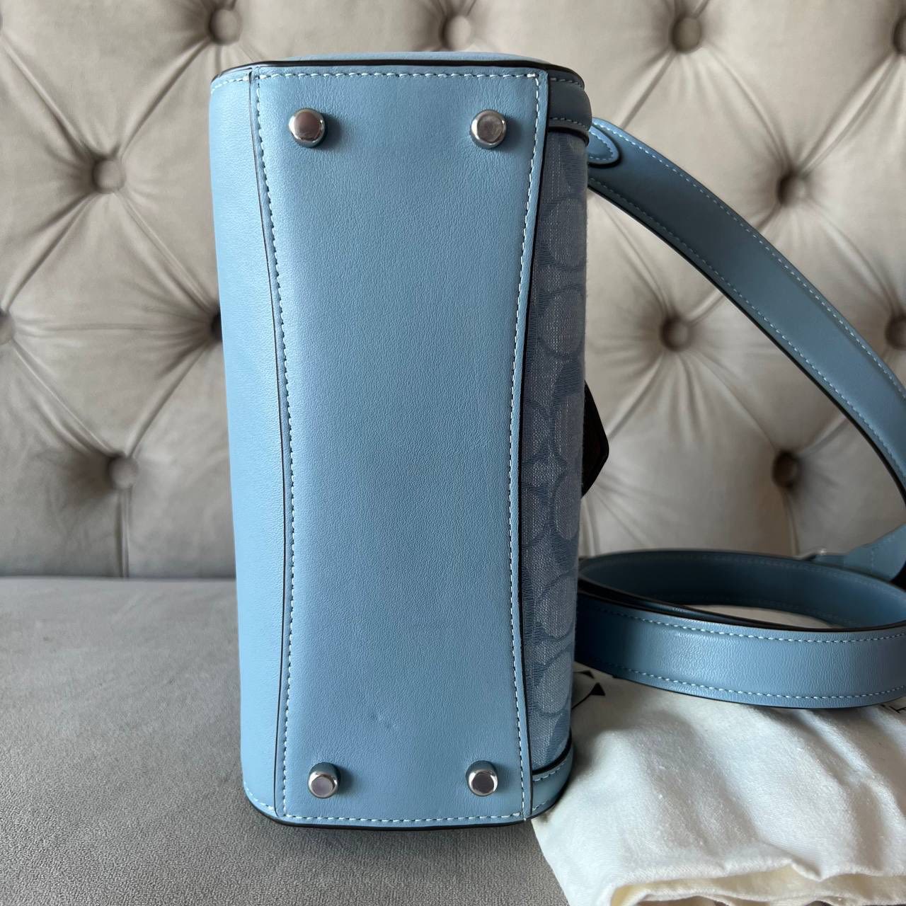 COACH MORGAN TOP HANDLE BAG | SIGNATURE CHAMBRAY MULTICOLOR (SKY BLUE)