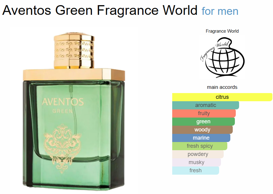 FRAGRANCE WORLD AVENTOS GREEN | 100ml - SEALED
