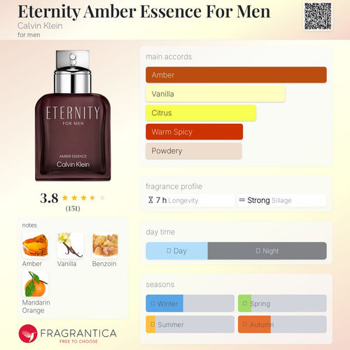 (PREORDER) CALVIN KLEIN ETERNITY AMBER ESSENCE (MEN) | 100ML - TESTER