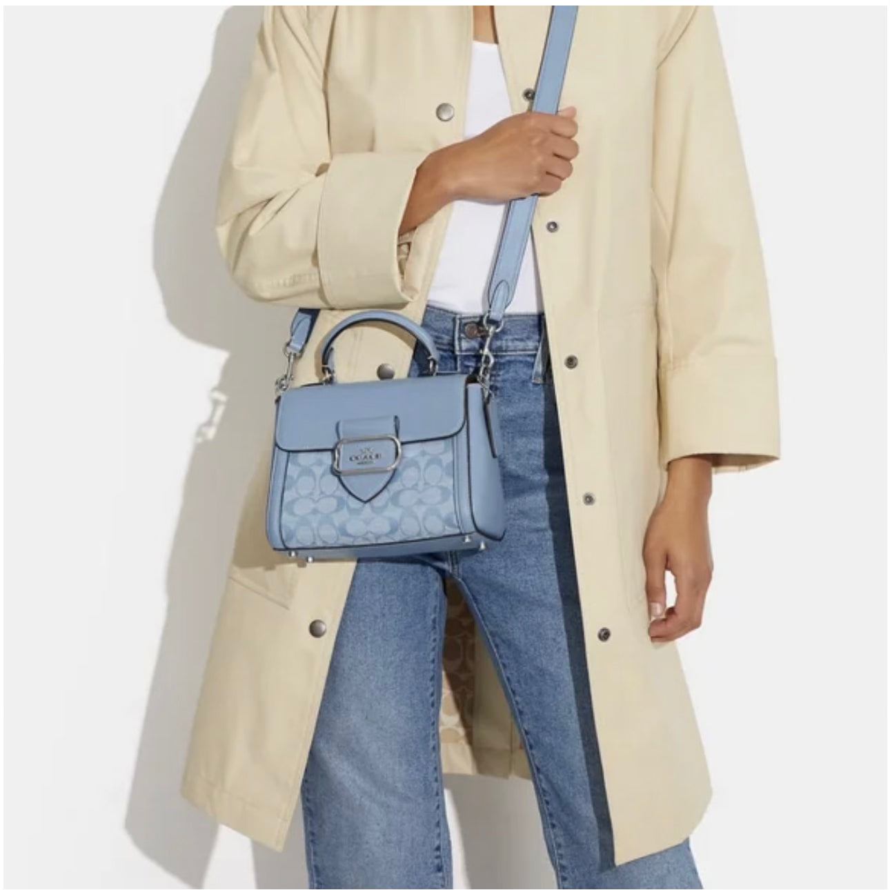COACH MORGAN TOP HANDLE BAG | SIGNATURE CHAMBRAY MULTICOLOR (SKY BLUE)