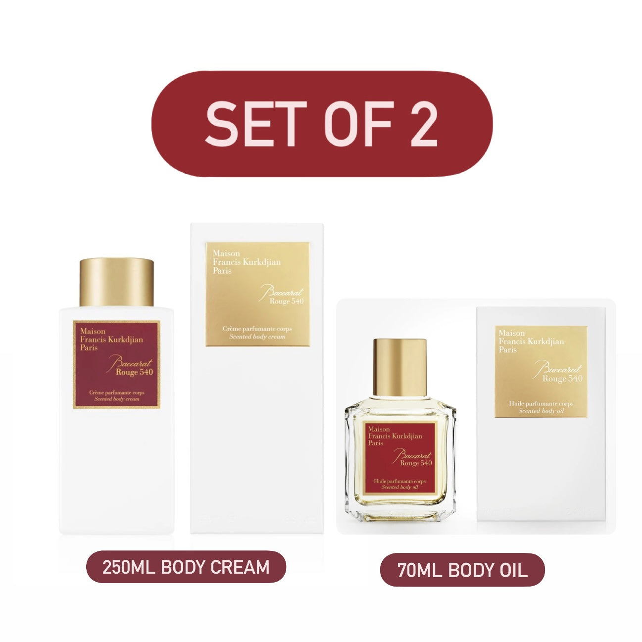(PREORDER) SET - MFK BACCARAT ROUGE 540 EDP (BR540) | 250ML BODY CREAM + 70ML BODY OIL