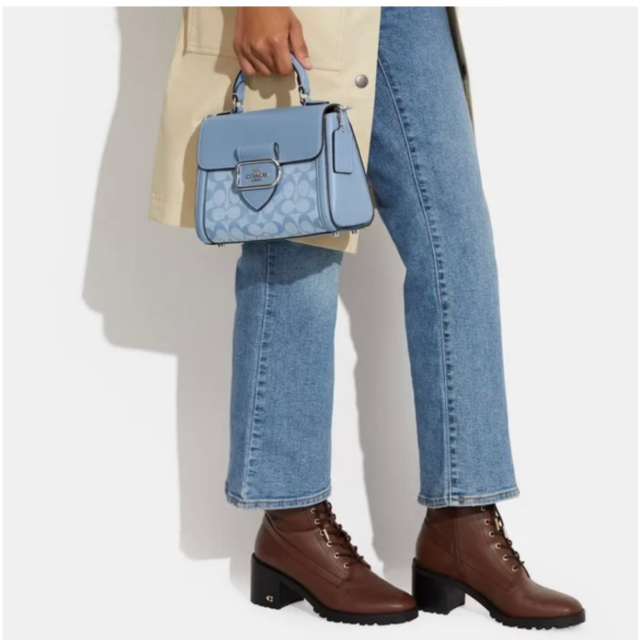 COACH MORGAN TOP HANDLE BAG | SIGNATURE CHAMBRAY MULTICOLOR (SKY BLUE)