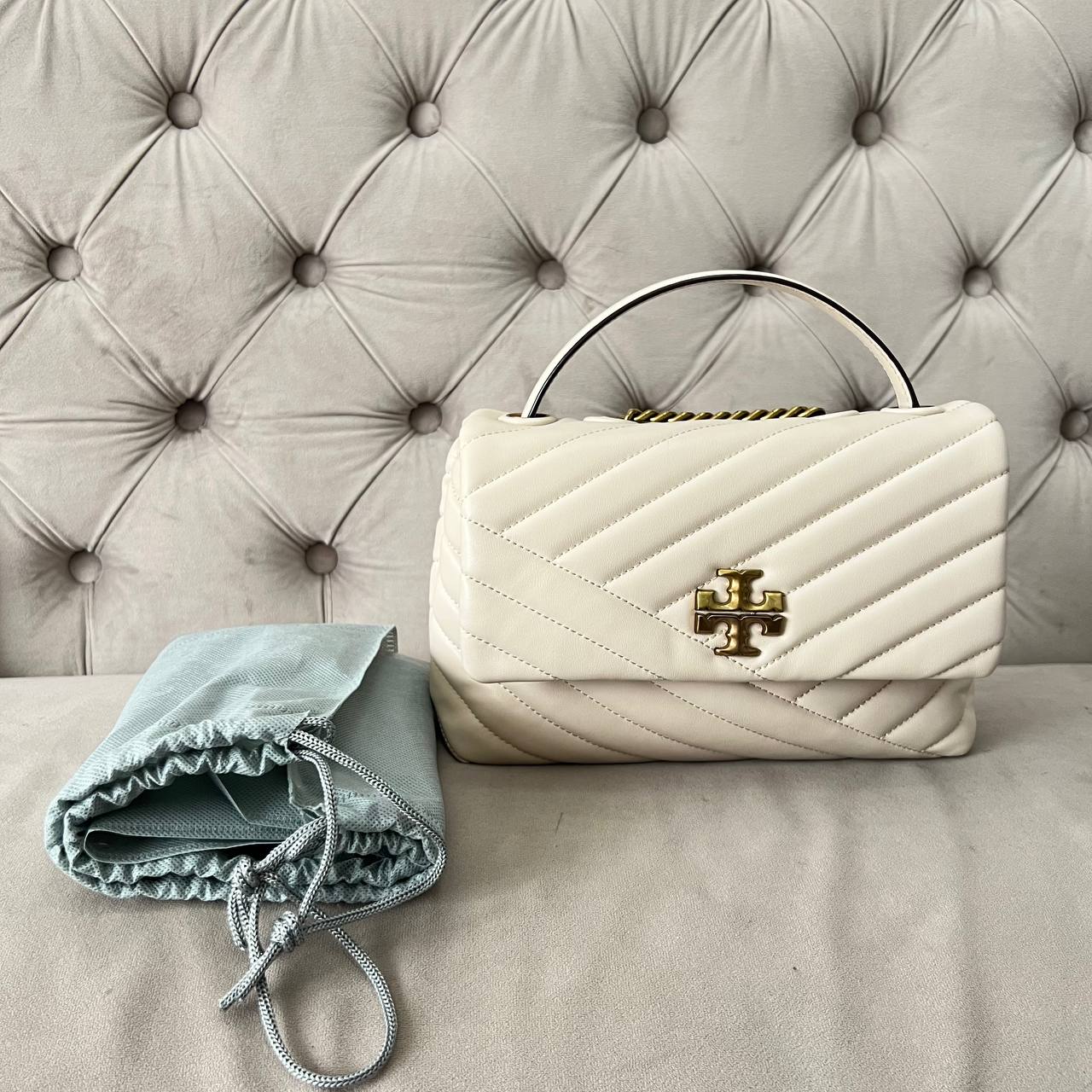 TORY BURCH KIRA CHEVRON CONVERTIBLE SHOULDER BAG | CREAM