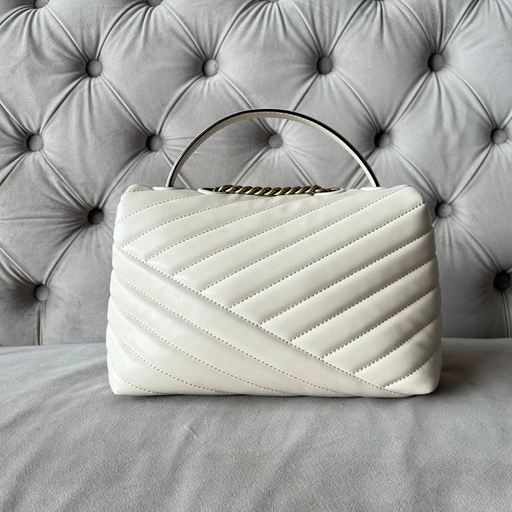TORY BURCH KIRA CHEVRON CONVERTIBLE SHOULDER BAG | CREAM