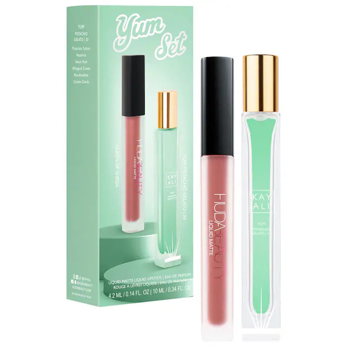 (PREORDER) KAYALI POWER DUO SET | 10ML YUM PISTACHIO GELATO | 33 + 4.2ML HUDA BEAUTY LIPSTICK